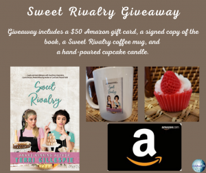 Sweet Rivalry Giveaway: $0 Amazon Gift Card, Signed copy of the book, Custom Mug, and cupcake candle.