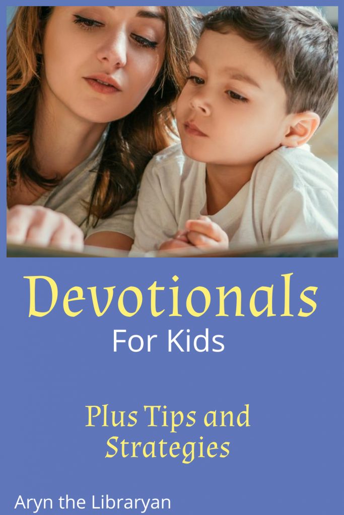 mother and son reading a book, blue background. Devotionals for kids plus tips and strategies